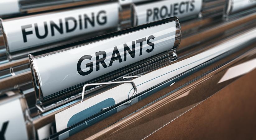 File folders with Grants and Funding labels